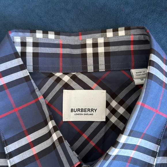 Burberry Blue Check Button-down Shirt Size M - Picture 2 of 6